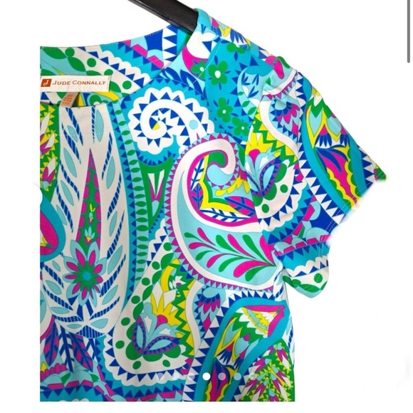 Jude Connally Dress•Womens M•Bright Paisley Megan Casual Stretch Shift Mini• EUC - Picture 2 of 7